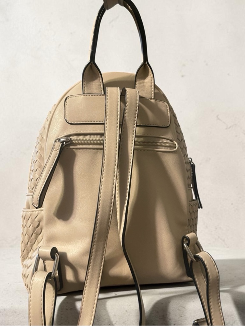 Woven Cream Mini Backpack - Women Bags - Picture 2 of 3